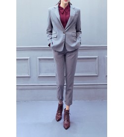 Grey Striped Two-Piece Suit