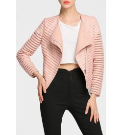 Pink Striped Leather Motorcycle Jacket