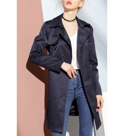 Dark Navy Lapel Collar Trenchcoat