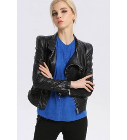 Black Zipper Leather Jacket