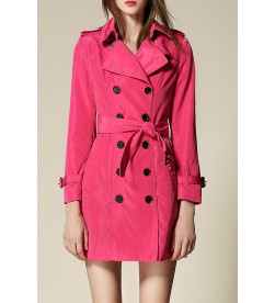 Hot Pink  Double Breasted Trenchcoat