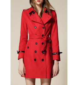 Red Lapel Collar Trenchcoat