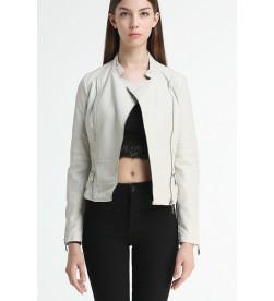 White Leather Short Jacket