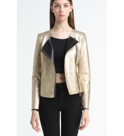 Gold Zipper Leather Jacket