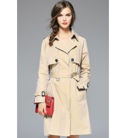 Beige Pockets Belted Trenchcoat