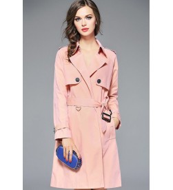 Pink Pockets Belted Trenchcoat