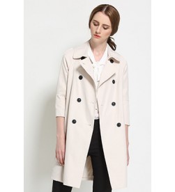 Ivory Pockets Double Breasted Trenchcoat