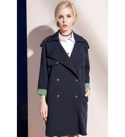 Navy Blue Double Breasted Trenchcoat