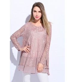 Pink Patchwork Lace Tunic