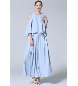 Sky Blue Off The Shoulder Loose Suit