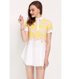 White Lace Splicing Tunic