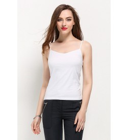 White Casual Cotton Camis