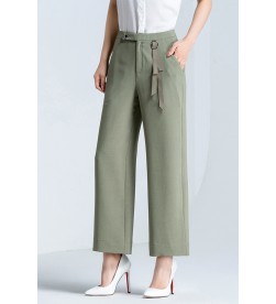 Olive Green Straight Ankle Pants