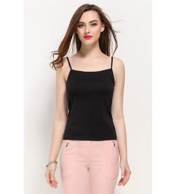 Black Casual Cotton Camis