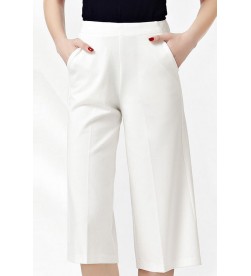 White Straight Wide Leg Pants