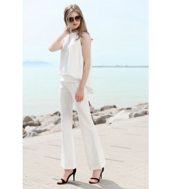 White Sleeveless Top with Pants