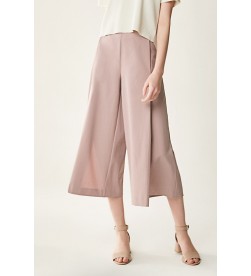 Pink Mid Waist Wide Leg Cropped Pants