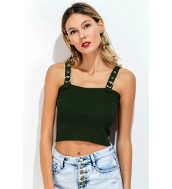 Dark Green Straps Crop Top